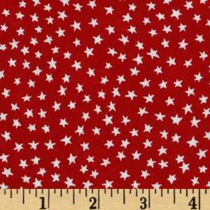   Penguin Happy Holidays Stars Red Fabric By The Yard Arts, Crafts