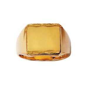  Mens 18K Gold Plated Rectangular Signet Ring Jewelry