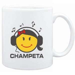  Mug White  Champeta   female smiley  Music Sports 