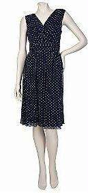 XS   DIALOGUE Sleeveless Dot Print Knit Dress Empire Waist Ruffle Hem 