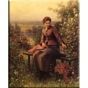   Girl with Flowers 13x16 Streched Canvas Art by Knight, Daniel Ridgway
