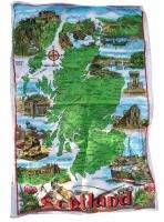 Scotland Map Linen Cotton VINTAGE Towel Causeway  