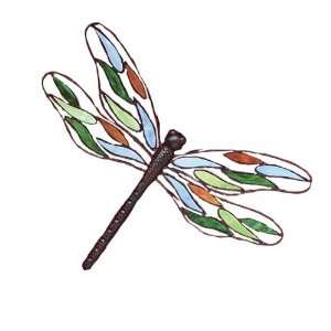  Ancient Graffiti Tear Drop Stained Glass Dragonfly Wall 
