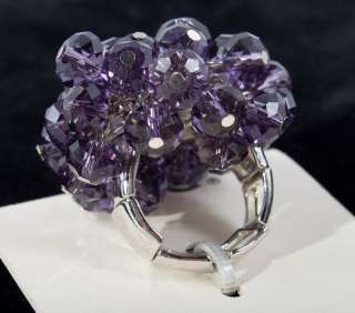 NWT  CBC Purple Bead Cluster Shake Stretch Ring  