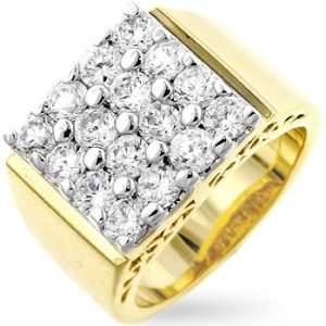    CZ Ring For Men   14K Gold Plated Mens Pave CZ Ring Jewelry