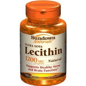  Sundown Soya Lecithin, 1200 mg, 100 Softgels Health 