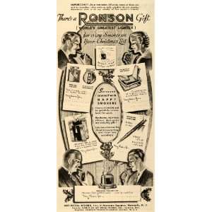  1935 Ad Art Metal Ronson Christmastime Smoking Lighters 