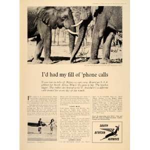   Ad South African Airways Africa Travel Elephants   Original Print Ad