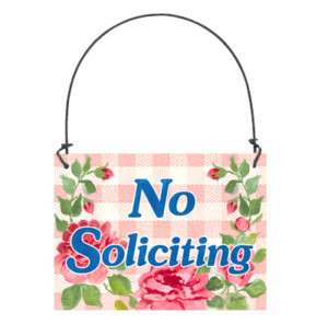 NO SOLICITING Sign Plaque PINK Door Solicit Solicitor  