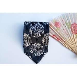    Dragon Chinese Calligraphy Ties in Grey Background 