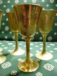 LOT 6 VINTAGE LIQUER GLASSES 5 BRONZE+1 24K GOLD RARE  