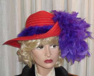 Ladies RED fashion HAT SOCIETY~Wide big Brim~Victorian  