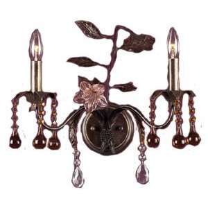   Fiore Collection 2 Light 17 Deep Rust Crystal Wall Sconce 15000