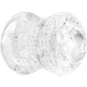  00 Gauge Double Flare Clear Crack Stone Plug Jewelry
