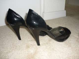 Charlotte Russe Sz 9 open toe patent Leather heel pumps  