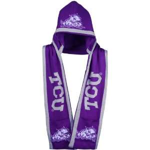   Christian Horned Frogs (TCU) Purple Hooded Knit Scarf