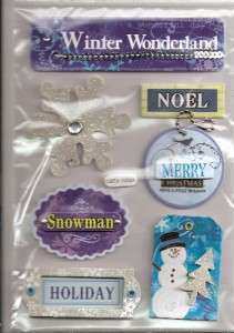 Holiday winter Snowman snow 3 D scrapbooking Stickers  