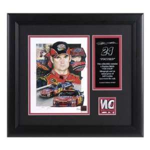   Jeff Gordon Framed Lithograph w/ Piece of Fire Suit