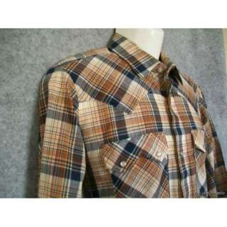   Large L long sleeve plaid western pearl snap shirt EXC COND  