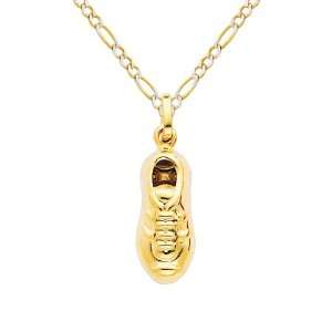 14K Yellow Gold Soccer Shoes Enamel Charm Pendant with 