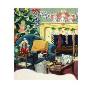  Living Room at Christmas Eve, 1941 Giclee Poster Print 