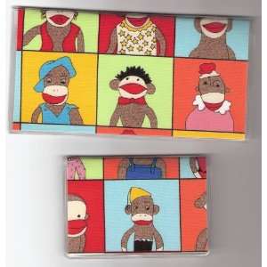   Cover Debit Set Made with Sock Monkey Yearbook Fabric 