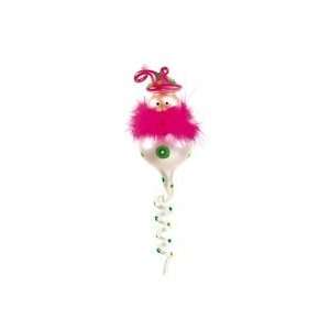   Glass Boa Pink Feather Snowman Christmas Ornament