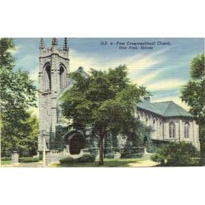   Vintage Postcard   First Congregational Church   Oak Park Illinois