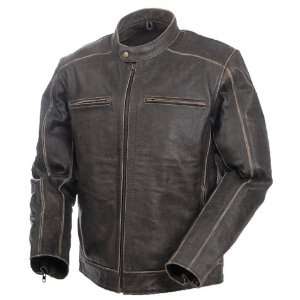  Mossi Mens Nomad Premium Leather Jacket 40 Distressed 