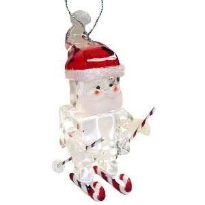  Snow Skiing Santa Claus Glittery Christmas Ornament