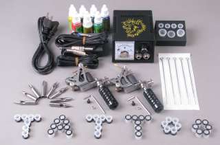 New Tattoo Kit 2 Guns Machine Power Needles Ink Supply  