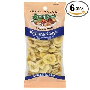 Snak Club Banana Chips, 5.5 Ounce (Pack of 6)  Grocery 
