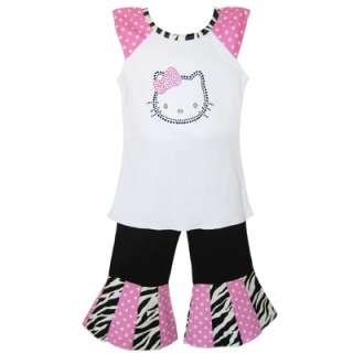   Boutique Hello Kitty Cap sleeve shirt & pants Outfit size 2 10  