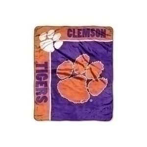 Clemson Tigers Plush Fleece Raschel Blanket 50 x 60  