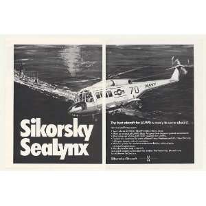  1971 US Navy Sikorsky SeaLynx Helicopter 2 Page Print Ad 