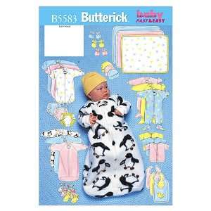  Butterick Patterns B5583 Infants Bunting, Jumpsuit, Shirt, Diaper 