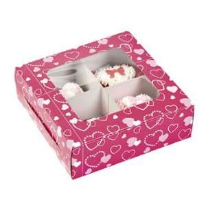  Cardboard Valentine Four section Treat Boxes   6 Pcs 