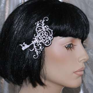 Cyber Goth SteamPunk Skeleton Key Embroidered Hair Clip  
