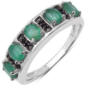   00 ct. t.w. Emerald and Black Spinel Ring in Sterling Silver Jewelry