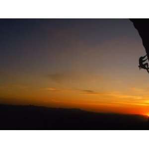  Man Climbing Rock at Sunset, Mt. Lemmon, AZ Stretched 