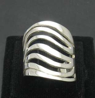 STYLISH STERLING SILVER RING WAVE SOLID 925 SIZE 4   10  