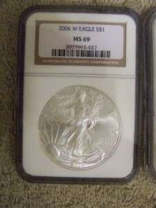 2006 W BURNISHED SILVER EAGLE NGC MS69 LOW MINTAGE  