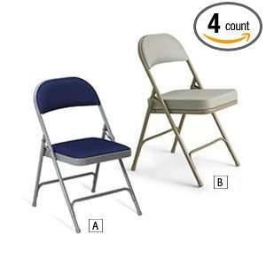 KI Folding Chairs with Fabric Upholstery   Charcoal fabric/black frame 