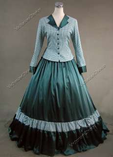 Civil War Victorian Gingham Ball Gown Dress Prom 122 L  