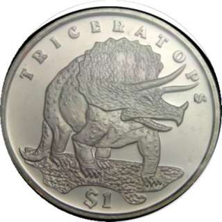 elf Sierra Leone 1 Dollar 2006 Triceratops Dinosaur  
