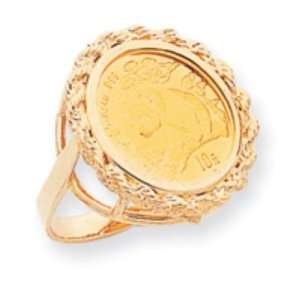  14k Gold 1/10th Panda Coin Ring Jewelry
