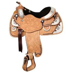 Showman Silver Show Saddle With Floral Tool And Black 