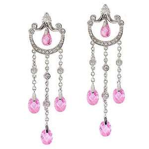  Penelopes CZ. Simulated Pink Drop Earrings   JewelryWeb 