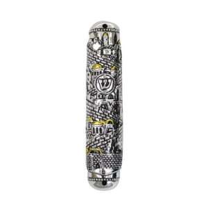  Silver Polyresin Mezuzah with Old City of Jerusalem and 