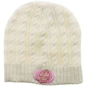 Jelly Belly Knit Cap   Silver and White   adult size  